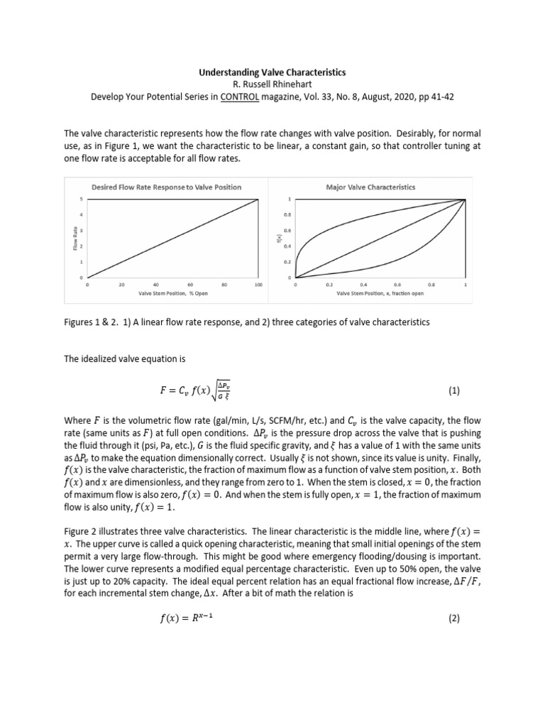 Valve Characteristics Explained | PDF | Valve | Flow Measurement