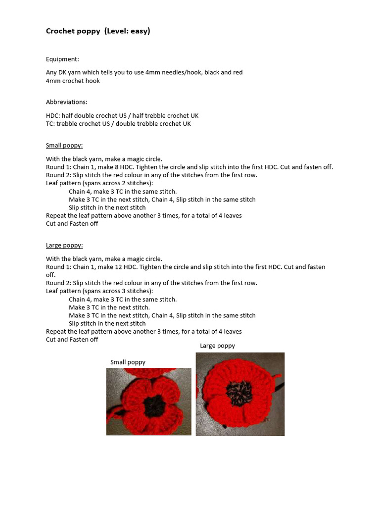 Easy Crochet and Knit Poppy Patterns | PDF | Crochet | Knitting