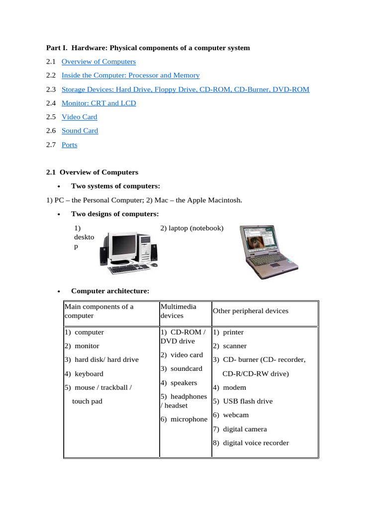 Computer Hardware Components Overview | PDF | Random Access Memory ...