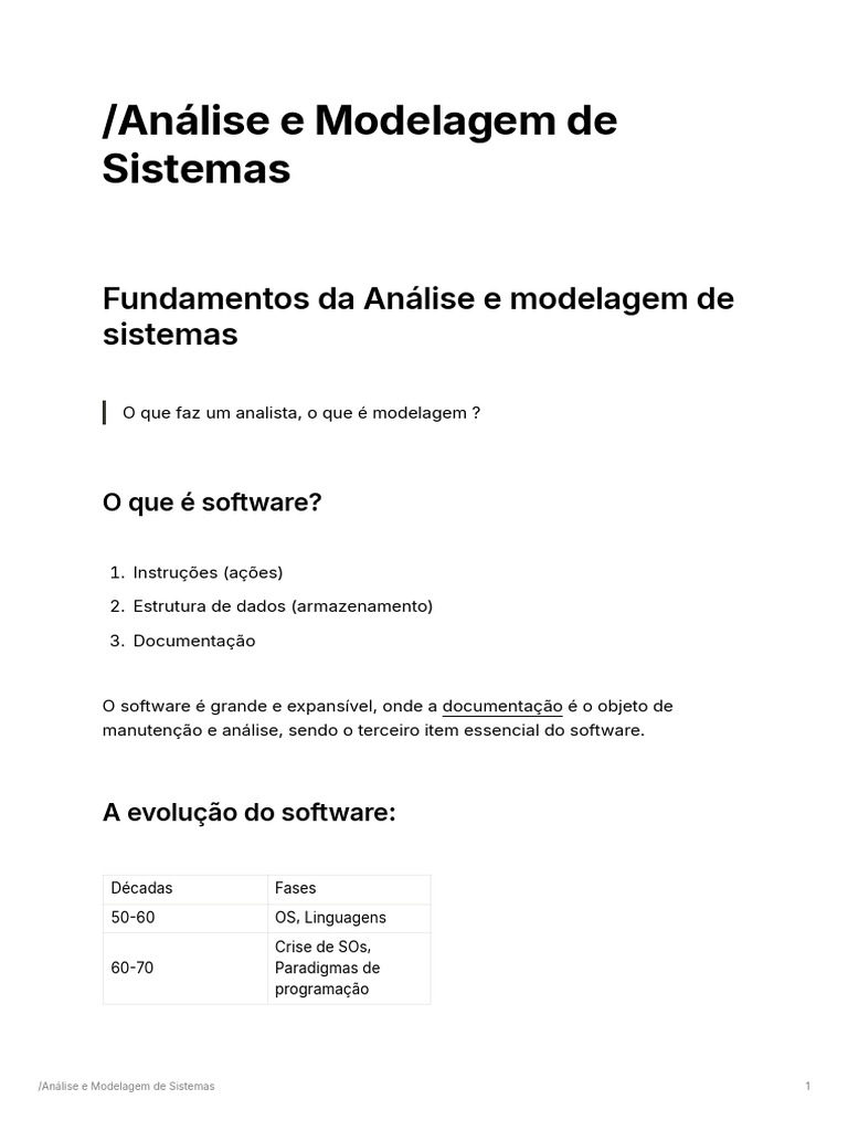 Análise e Modelagem de Sistemas de Software | PDF | Gestão de processos ...