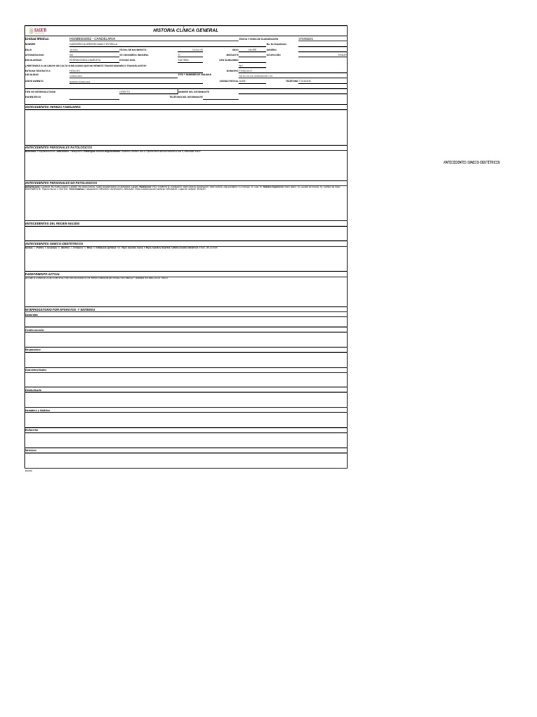 H. C Modificable | PDF | Especialidades Medicas
