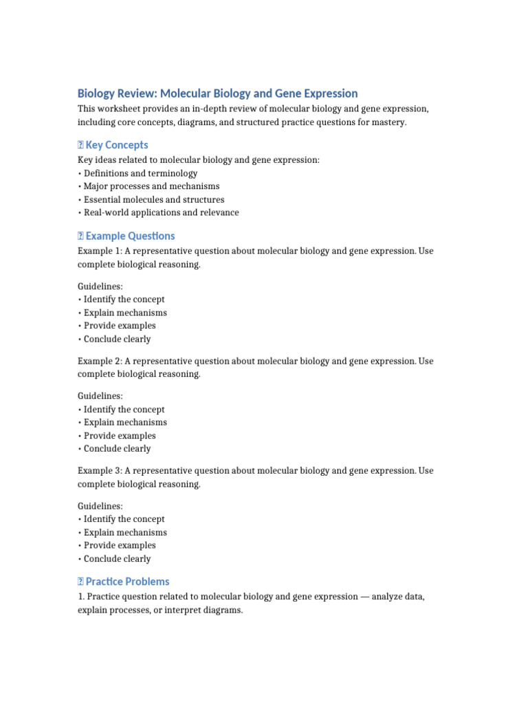 Molecular Biology & Gene Expression Review | PDF | Gene | Molecular Biology