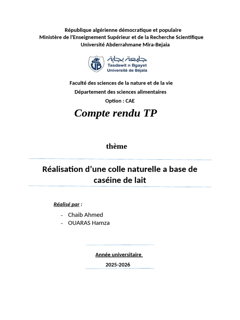 Colle naturelle à base de caséine de lait | PDF