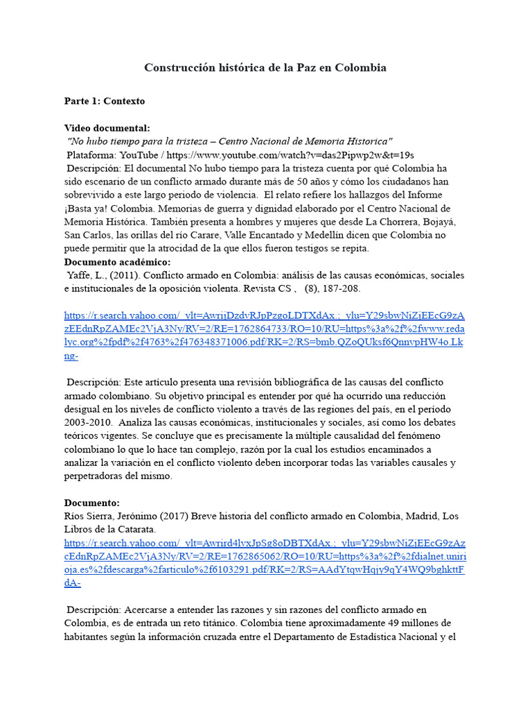 Construcción Histórica de La Paz en Colombia | PDF | Colombia | Violencia