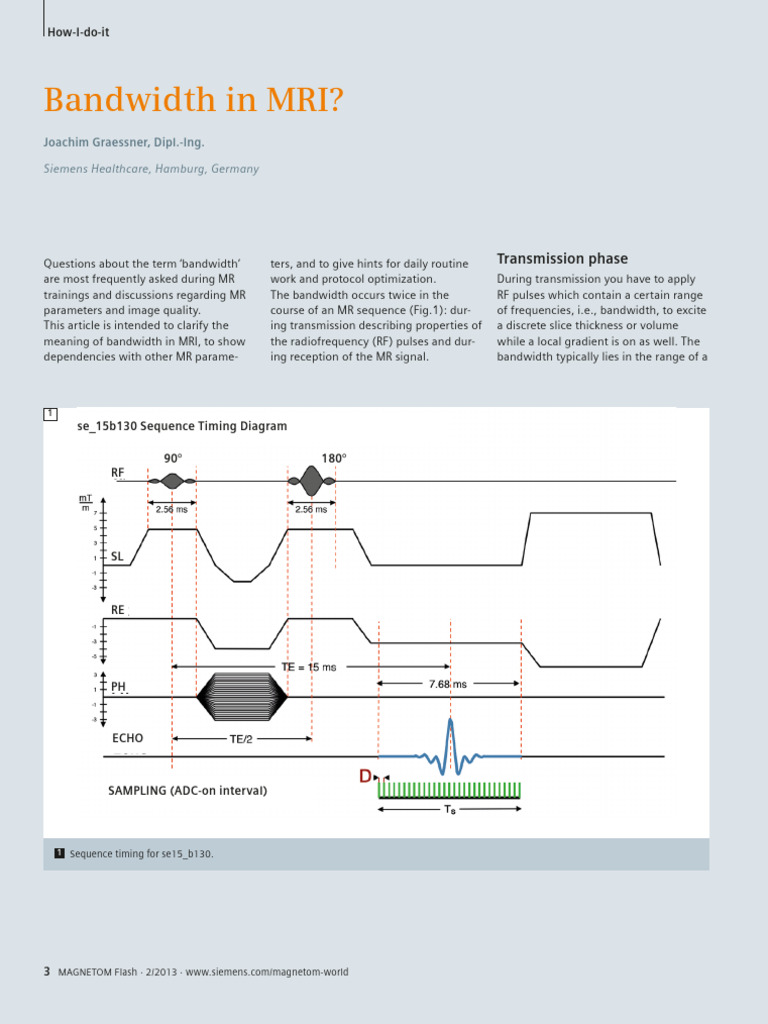 Bandwith in MRI - Siemens | PDF | Sampling (Signal Processing ...