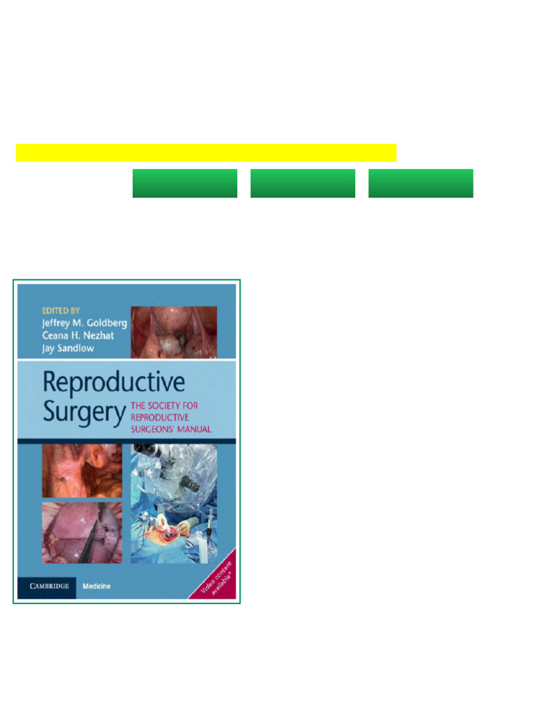 Reproductive Surgery The Society of Reproductive Surgeons Manual 1st ...
