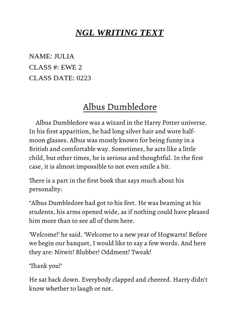 Albus Dumbledore: A Complex Wizard | PDF