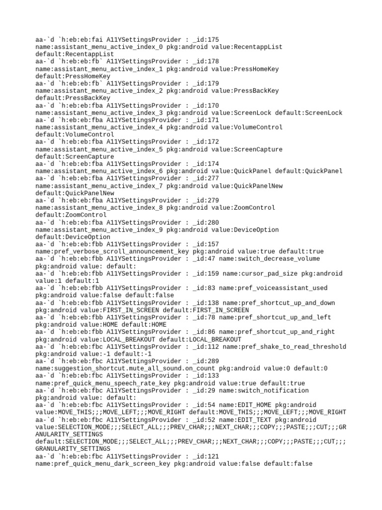 Android A11Y Settings Provider Configurations | PDF | Smartphone | Software