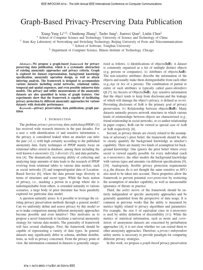 Graph-Based Privacy Data Publication Framework | PDF | Vertex (Graph ...