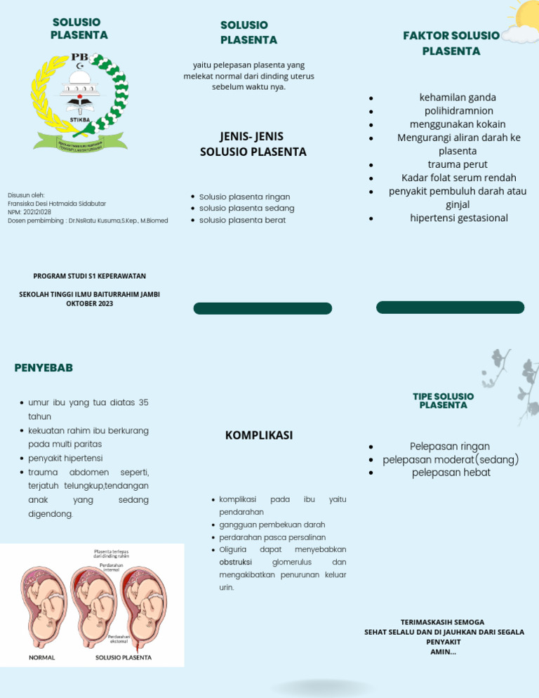 Jenis dan Penyebab Solusio Plasenta | PDF