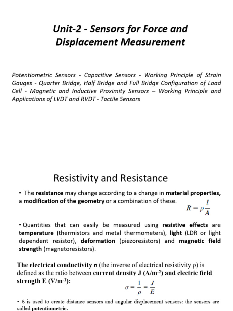 Force and Displacement Sensors Guide | PDF | Capacitor | Sensor