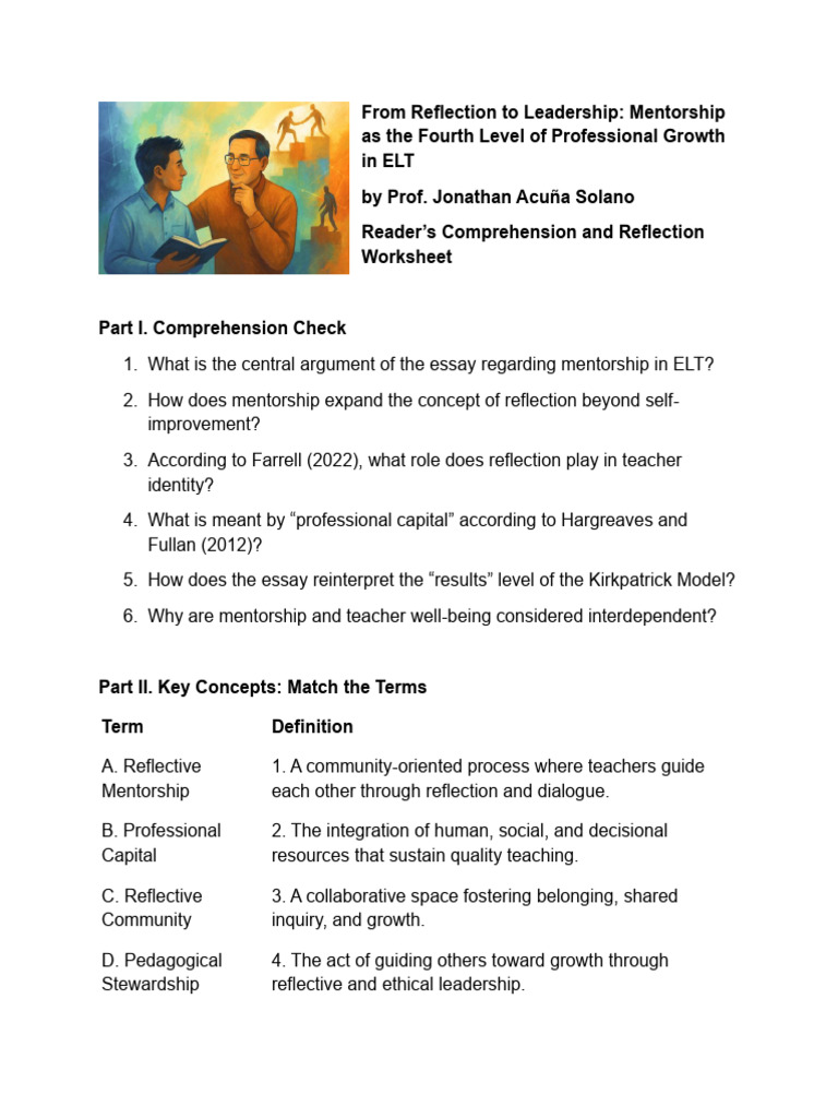 Mentorship in ELT: A Reflective Guide | PDF | Mentorship | Applied ...