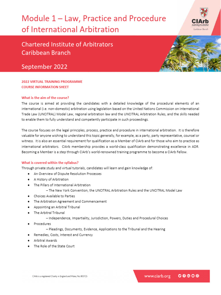 International Arbitration Training Course | PDF | Arbitration | Justice