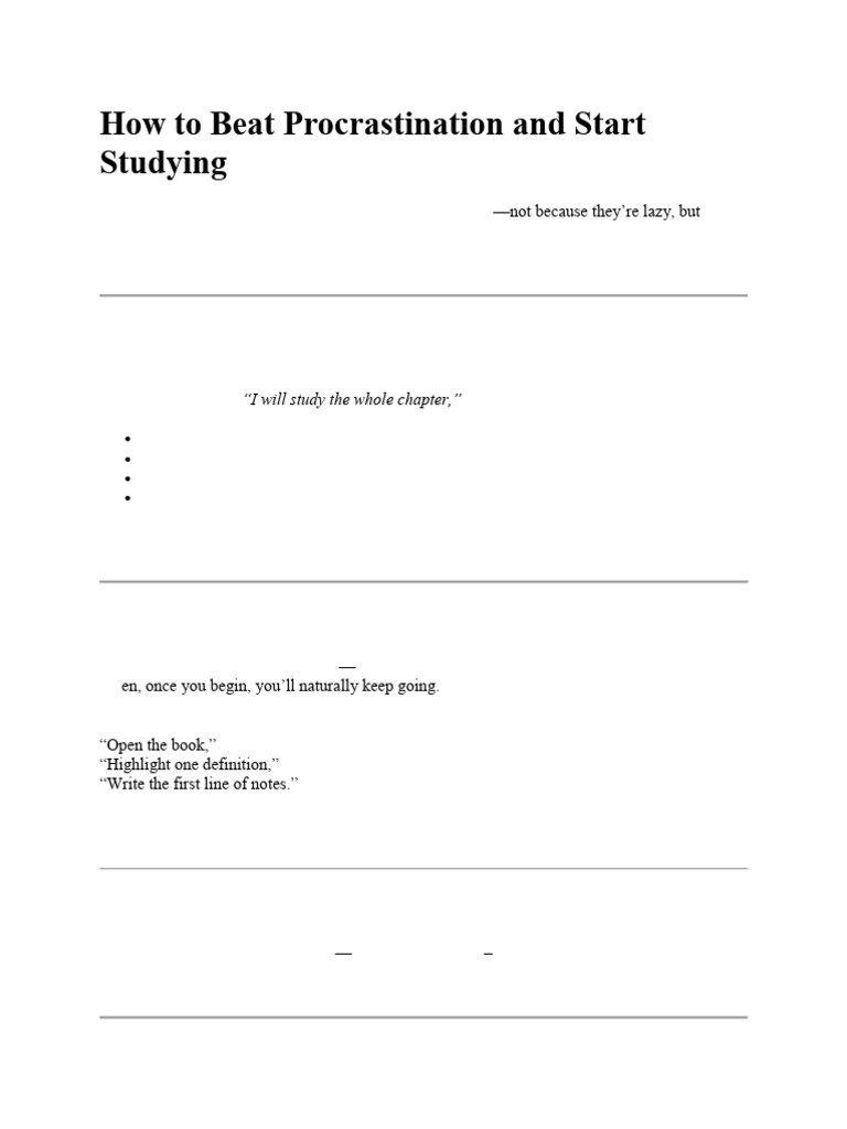 How To Beat Procrastination and Start Studying | PDF