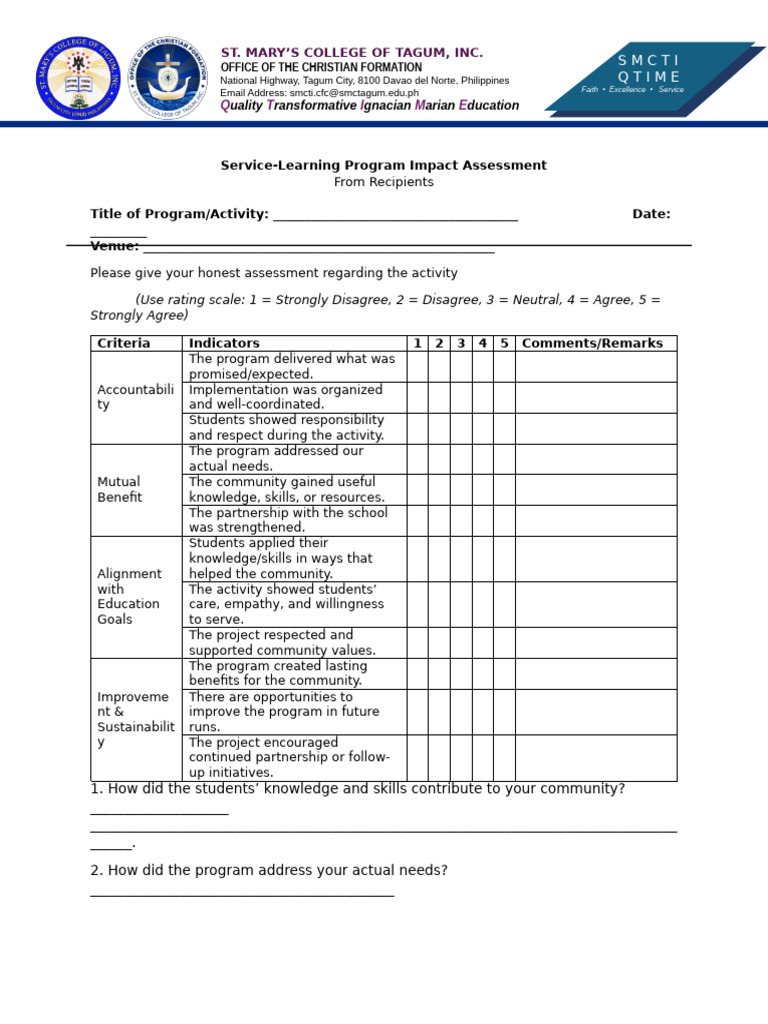 Impact Assessment For Recipients | PDF