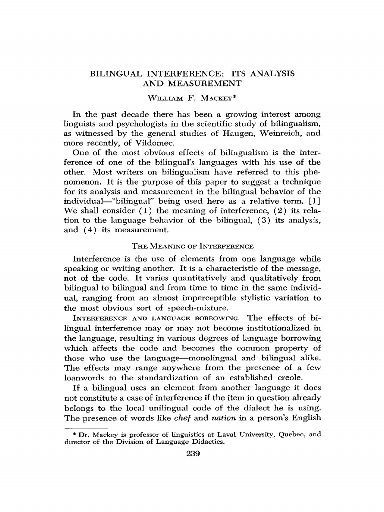 Analyzing Bilingual Interference | PDF | Noun | English Language