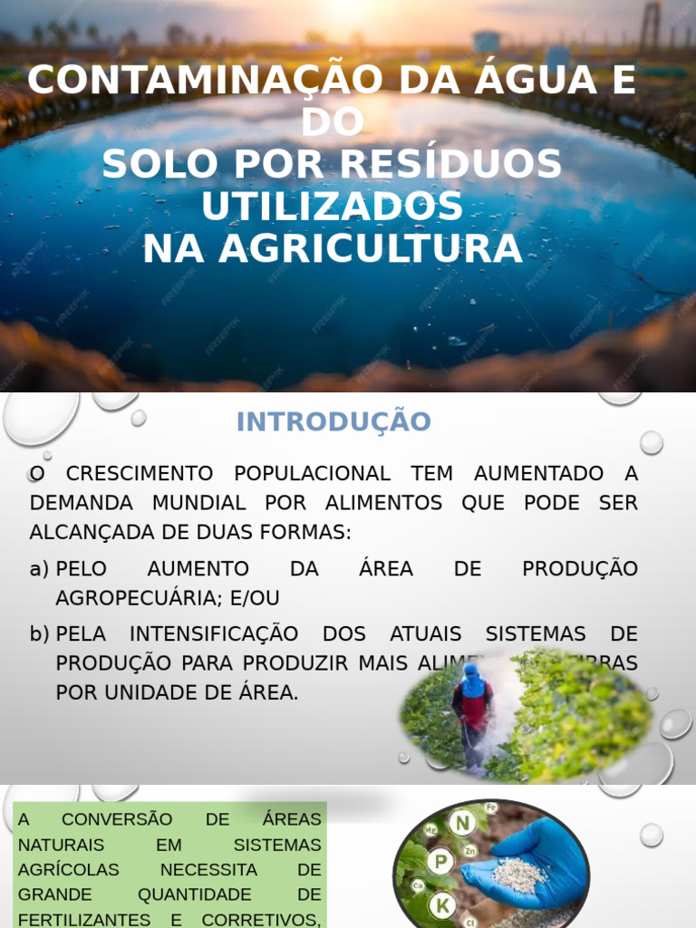 Contaminação do Solo e Água na Agricultura | PDF | Nutrientes | Solo