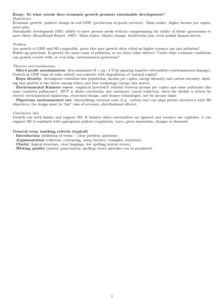 Economic Growth and Sustainable Development | PDF