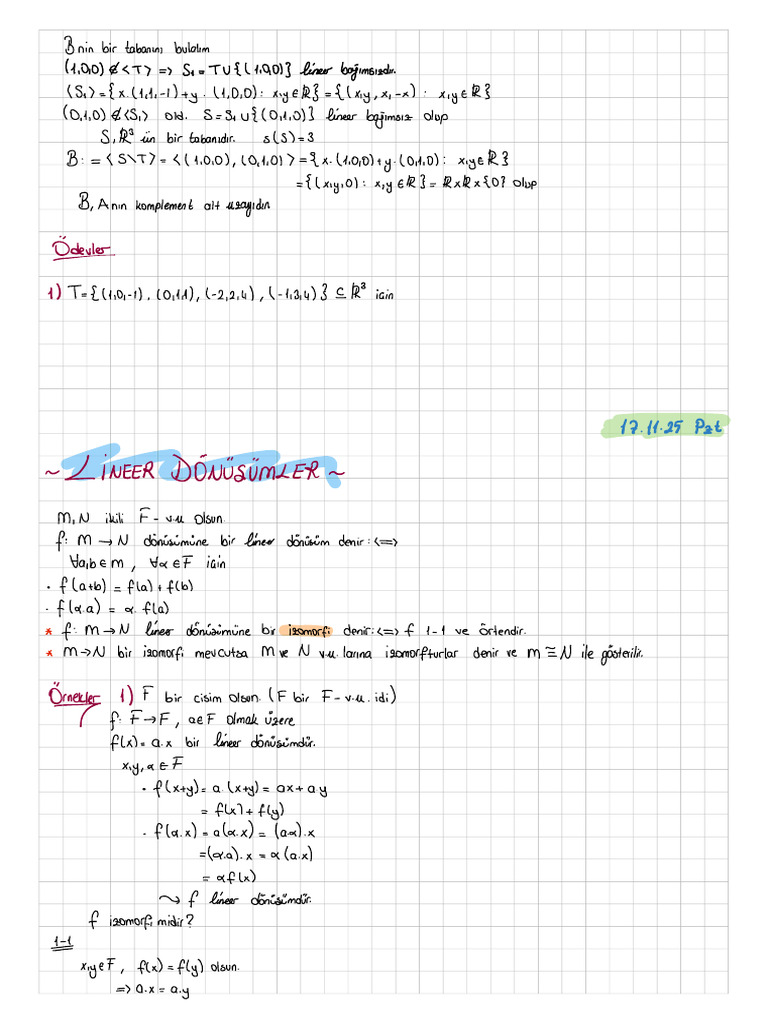 Lineer Cebir I 4 | PDF