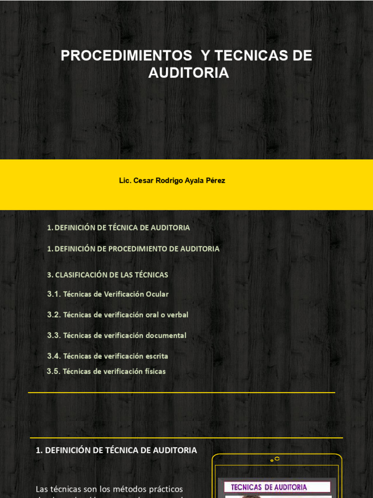 Técnicas y Procedimientos de Auditoría | PDF | Auditoría | Contralor