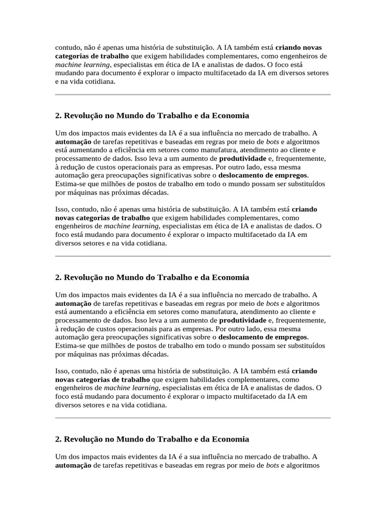 Impacto da IA no Trabalho e Economia | PDF | Inteligência artificial ...