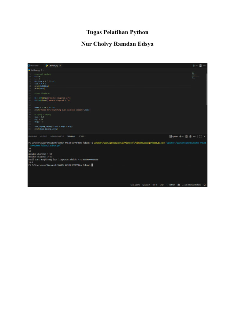 Tugas Pelatihan Python (Nur Cholvy) | PDF