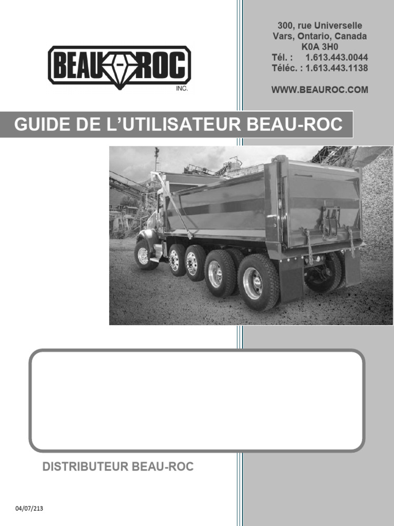 Guide d'utilisation de la benne Beau-Roc | PDF | Hydraulique | Tuyau