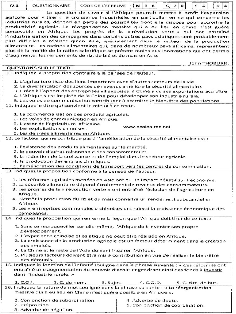 Items Exetat 2019 Francais S1 Suite Bis Code M36 | PDF