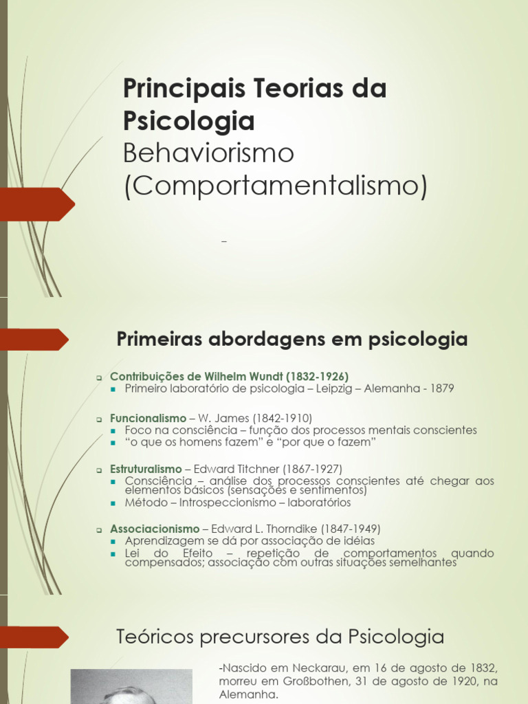 Teorias Fundamentais da Psicologia | PDF | Psicologia | Behaviorismo
