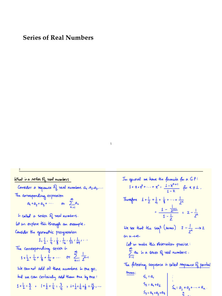 Series of Real Numbers Calculus MAT 1000 | PDF