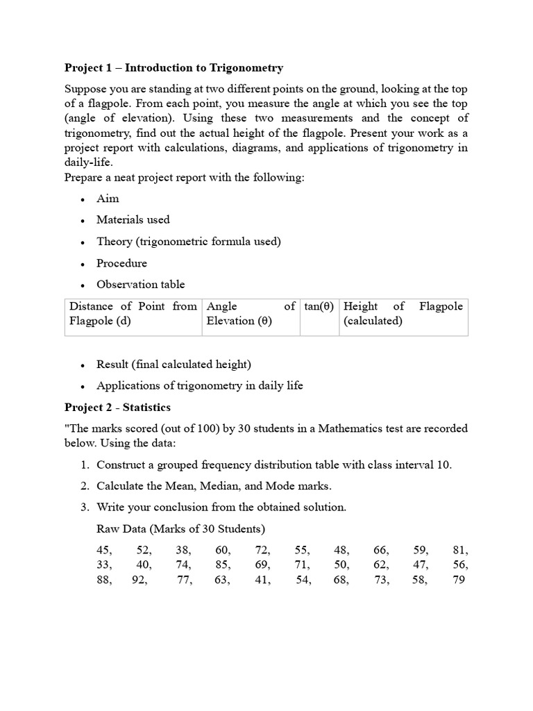 Trigonometry and Statistics Project Report | PDF