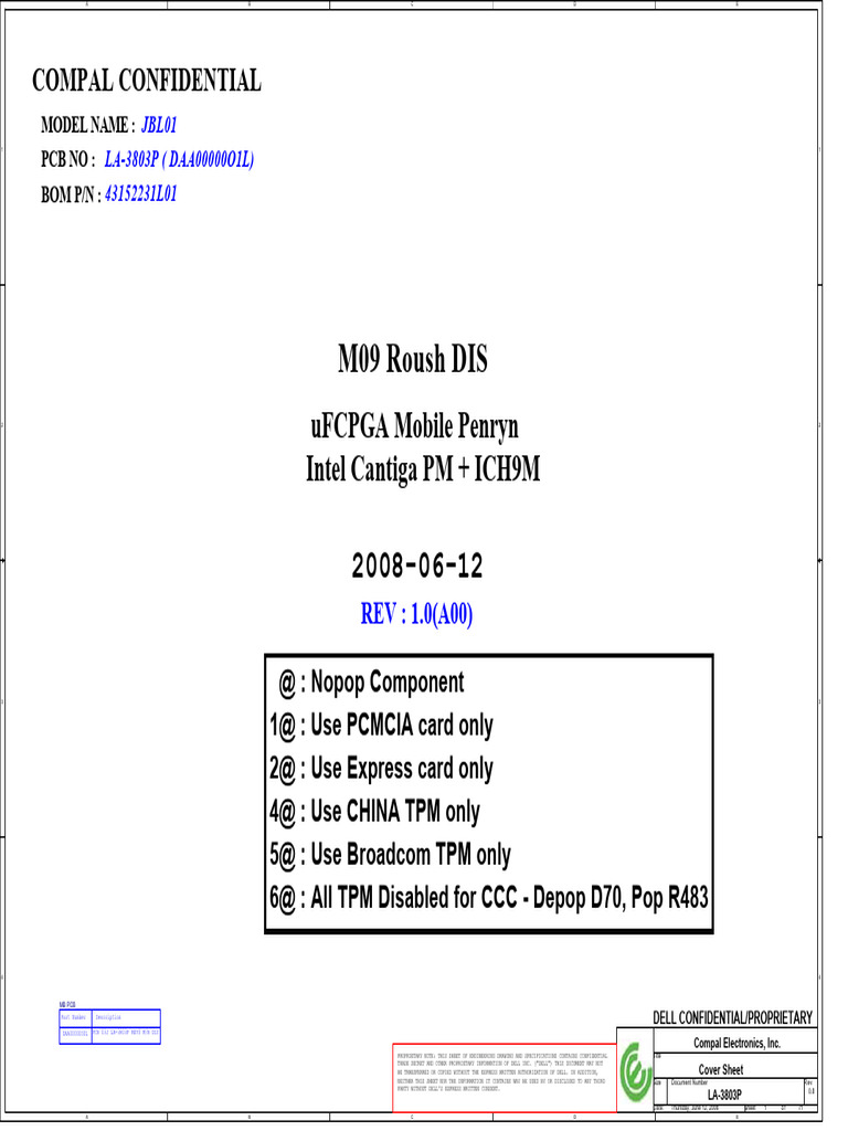 Compal La-3803p Jbl01 Dell Latitude e6400 | PDF | Trade Secret ...