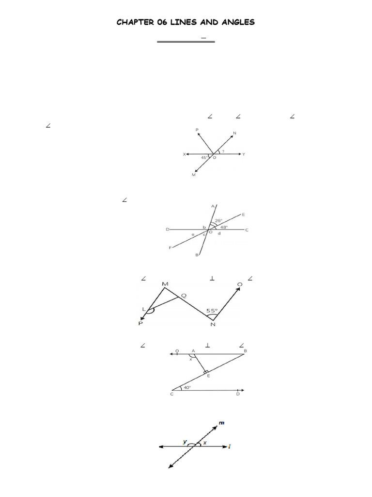 Lines and Angles: Geometry Exercises | PDF | Geometry | Classical Geometry