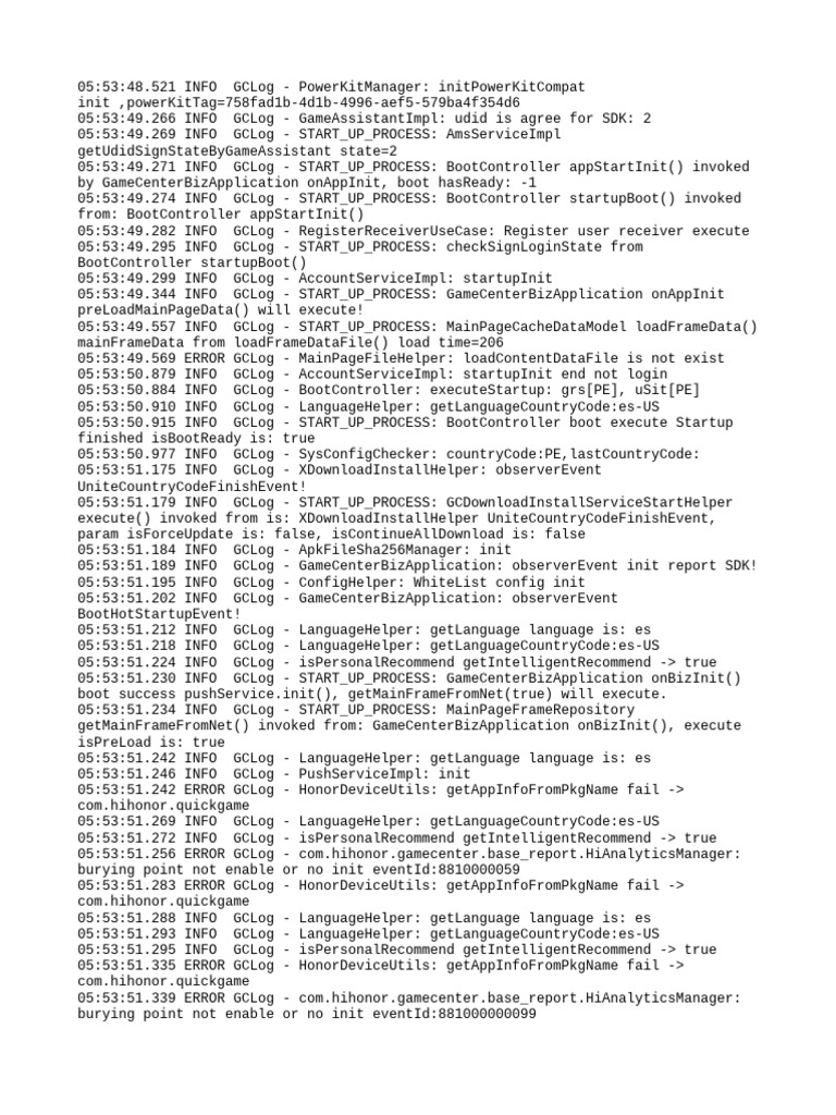 Game Center Initialization Log Analysis | PDF | Internet Protocols ...