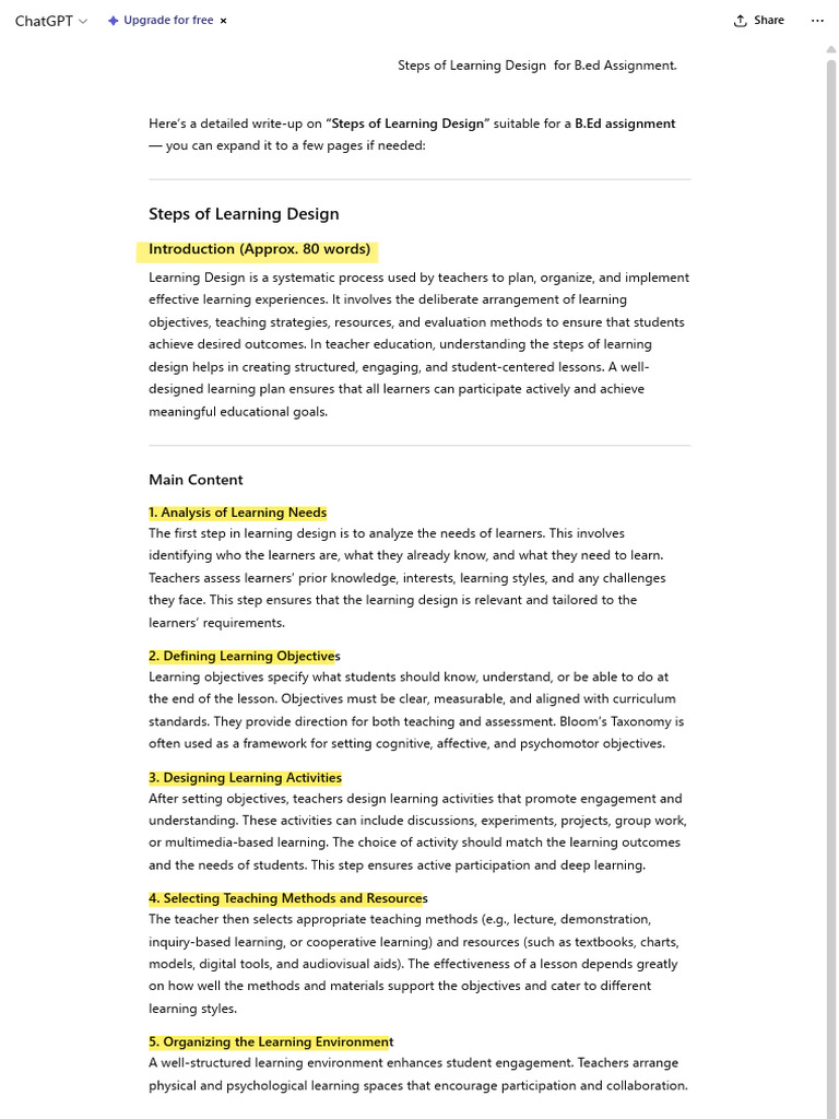 Steps of Learning Design | PDF | Instructional Design | Learning