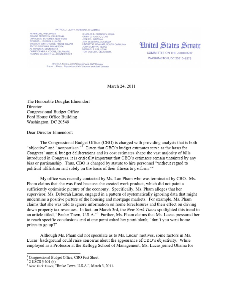 3 - 24 - 2011 CBO Letter | PDF | Freddie Mac | Congressional Budget Office
