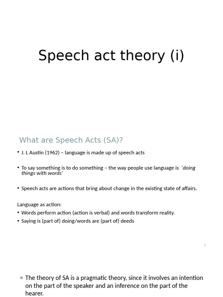 Understanding Speech Act Theory | PDF | Syntax | Communication