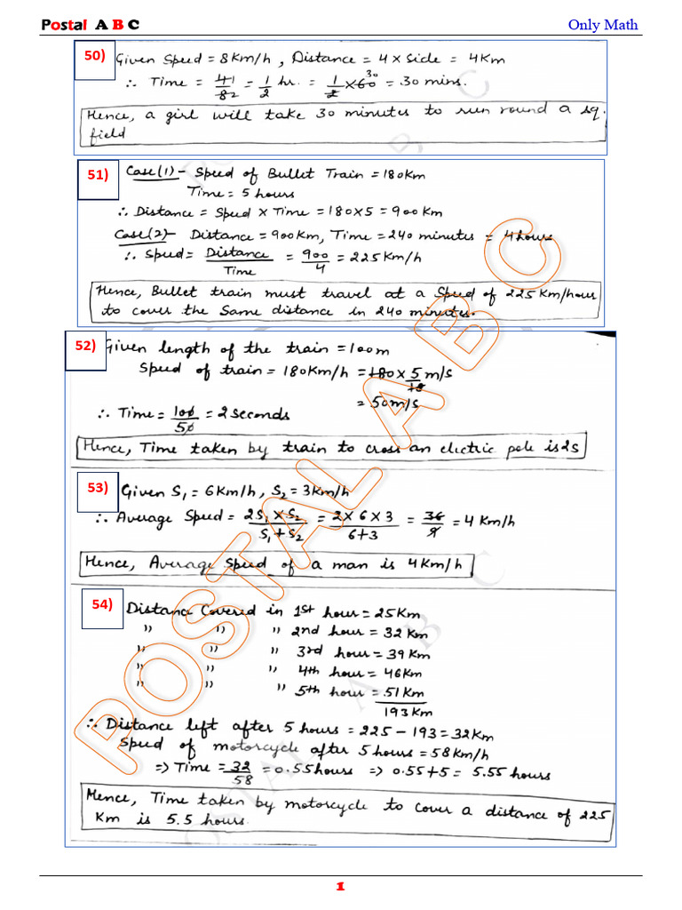 Math Lecture (Time & Distance) Solution | PDF