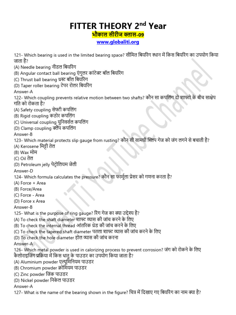 Class-09 Fitter Theory 2nd Year | PDF