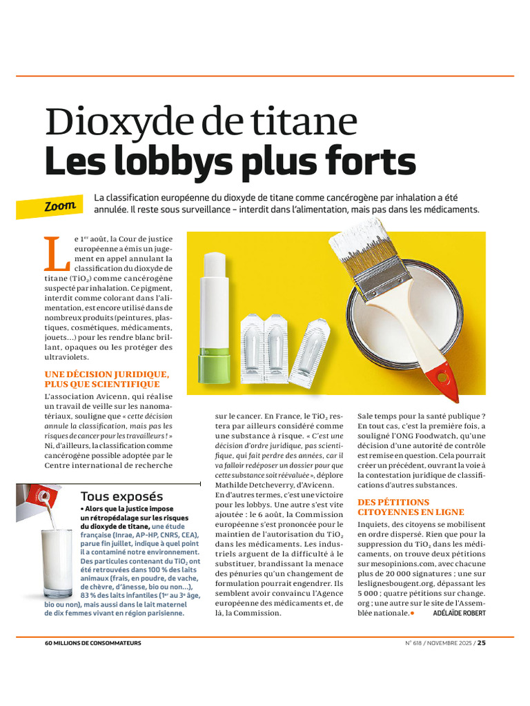 Dioxyde de titane : annulation et risques | PDF | Dioxyde de titane