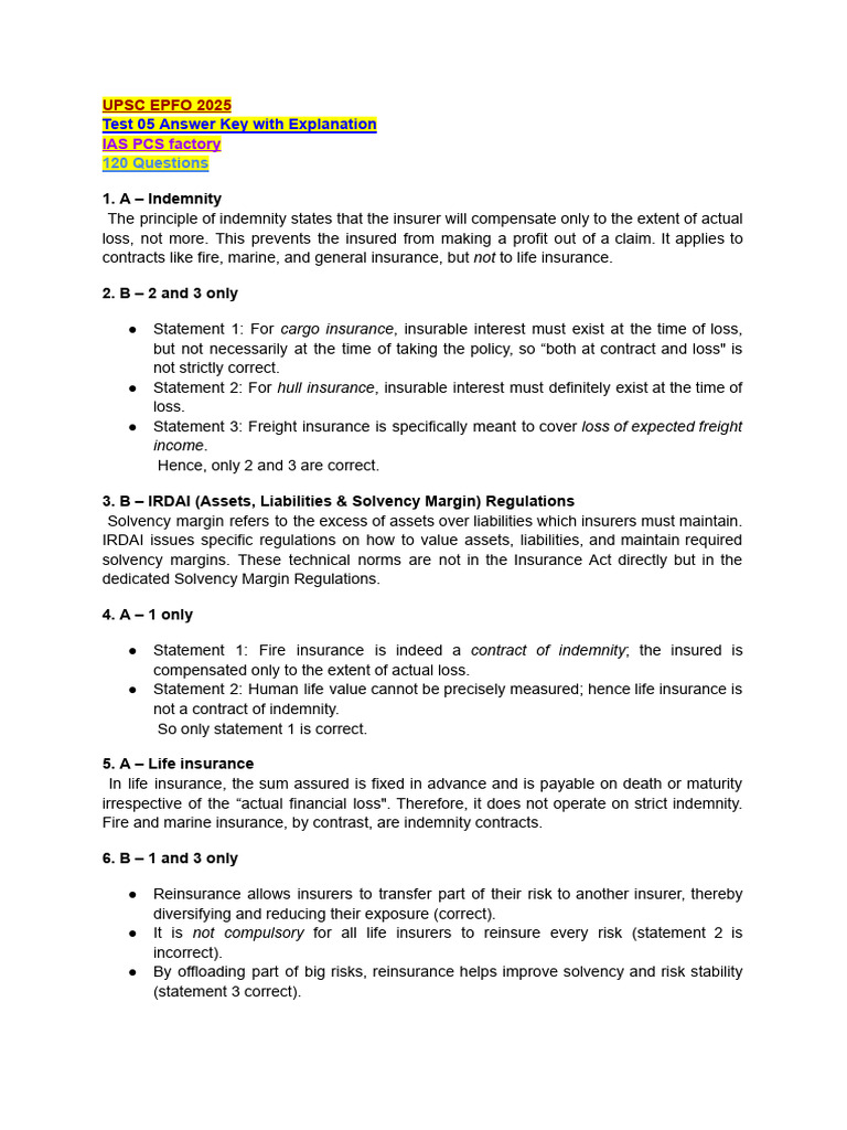 UPSC EPFO 2025 Test 05 Answer Key | PDF | Transmission Control Protocol ...