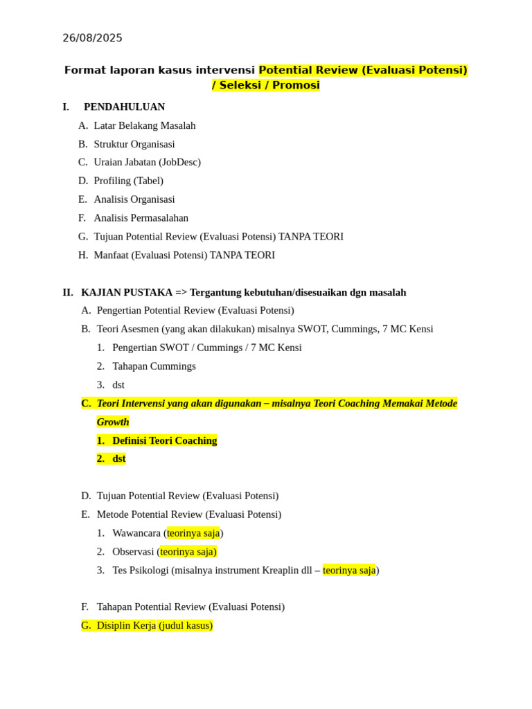 Evaluasi Potensi Karyawan 2025 | PDF