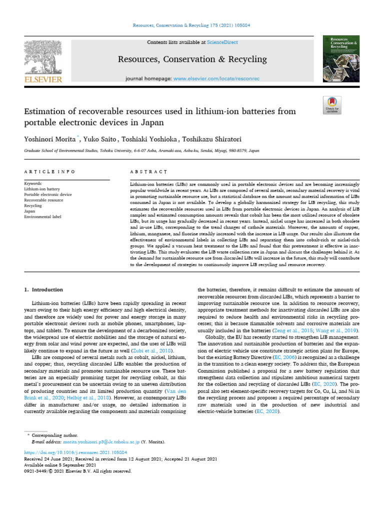 Recoverable Resources in Japan's LIBs | PDF | Lithium Ion Battery | Cathode