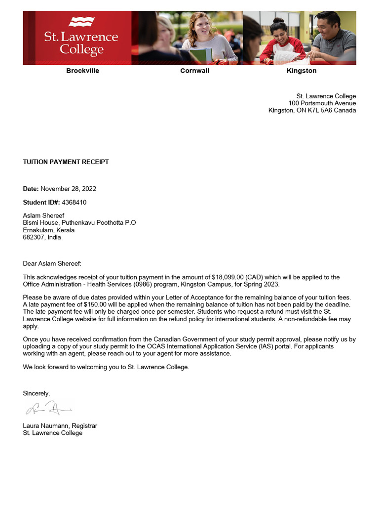 Tuition Fee Receipt | PDF