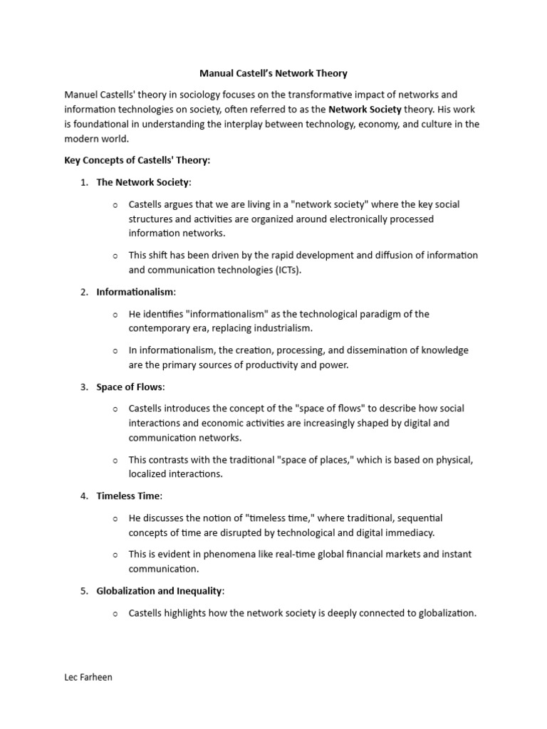 Manual Castell's Network Theory: Lec Farheen | PDF | Boeing | Aviation