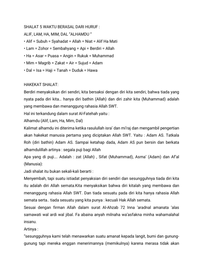 Hakekat Shalat dan Makna Alhamdu | PDF