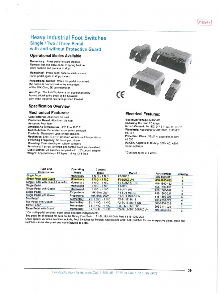 Heavy Industrial Foot Switches | PDF