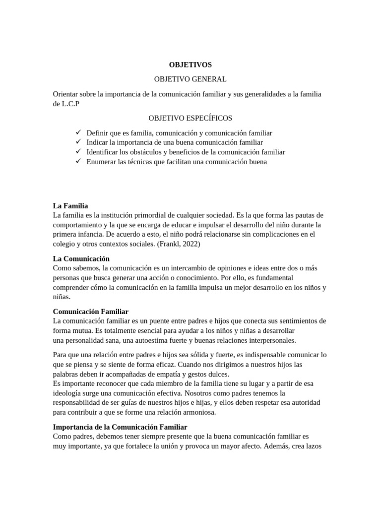 Importancia de la Comunicación Familiar | PDF | Comunicación | Familia