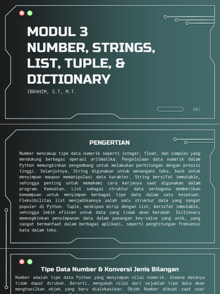 Tipe Data Python: Number, String, List, Tuple, Dictionary | PDF