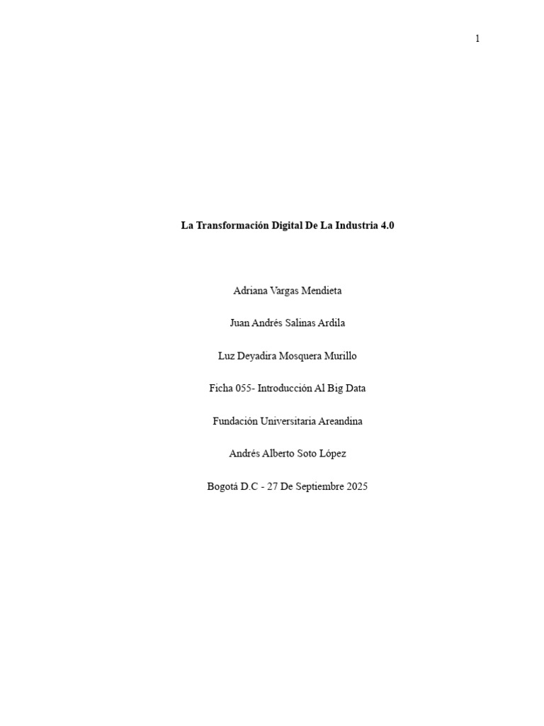 La Transformación Digital de La Industria 4.0 Eje 4 | PDF | Big Data ...
